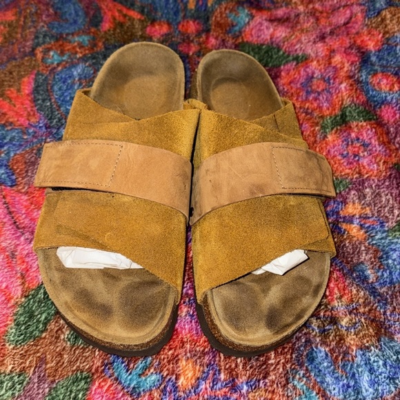 Birkenstock Kyoto suede leather & nubuck sandals in "mink" tan - Picture 5 of 8